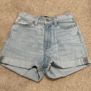 BDG Light Blue High-Rise Rolled Cuff Denim Shorts